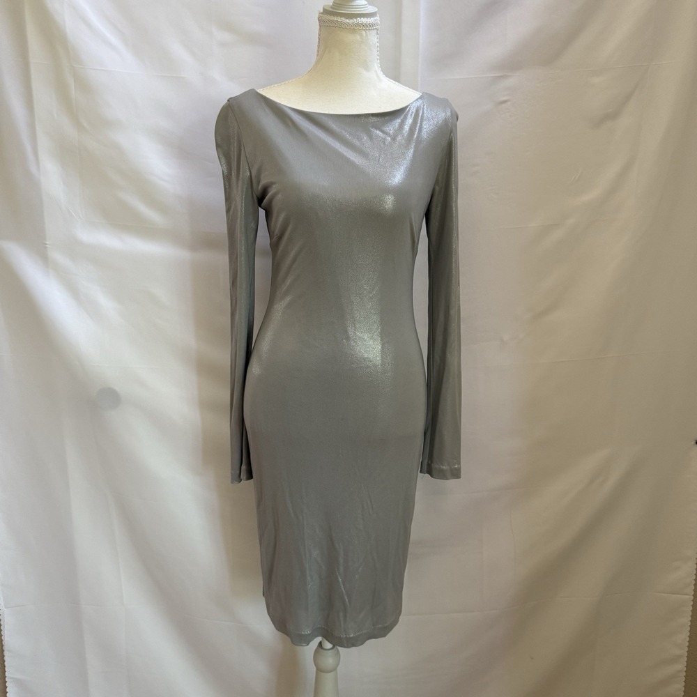 Ralph Lauren Black Label Metallic‎ Silver Dress. Size 6. Retails $898